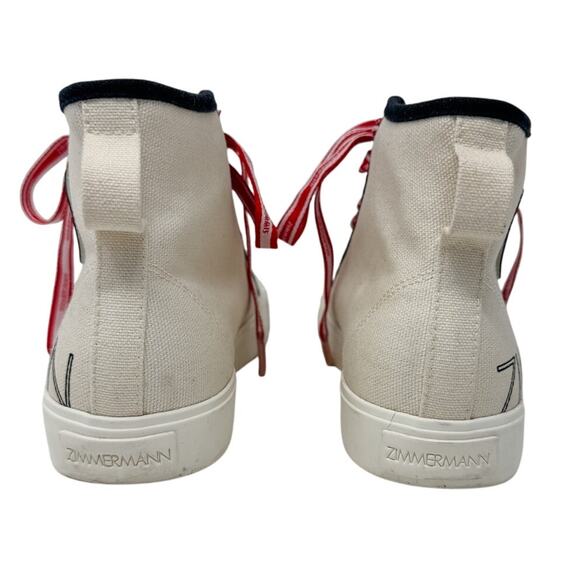 Zimmermann Logo-print Canvas High-Top Sneakers off-white red size 37 = US 6.5 - Picture 4 of 14